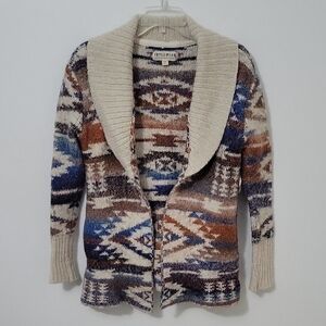 Idyllwind Multicolor Patterned Cardigan with Shawl Collar, Size Small